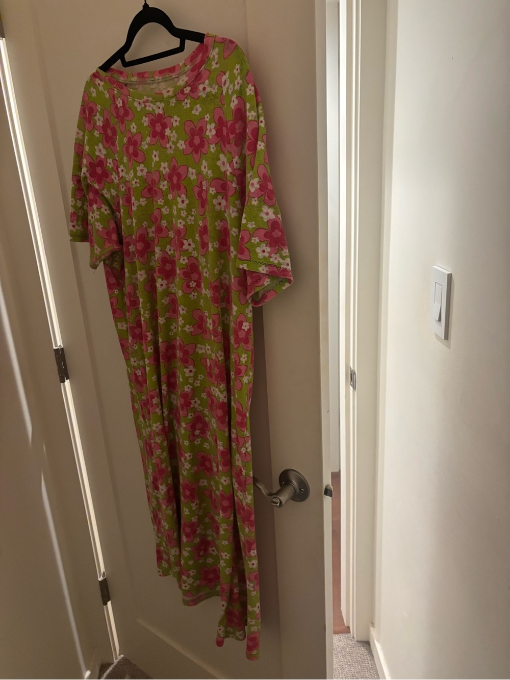 Pink Floral Dress - Green Background